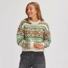 Clothing * | Basin And Range Online Nordic Pattern Crewneck Sweater Women'S Cream Multi