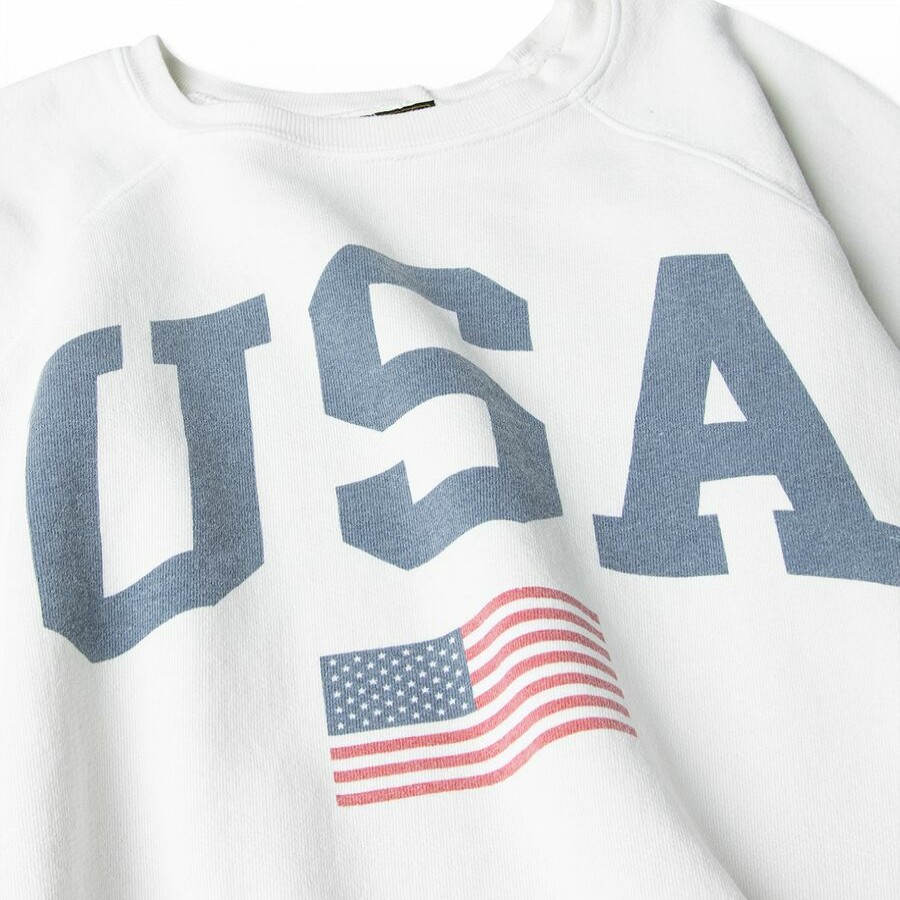 Clothing * | Original Retro Brand Cheaper Usa Crew Sweatshirt Women'S Antique White