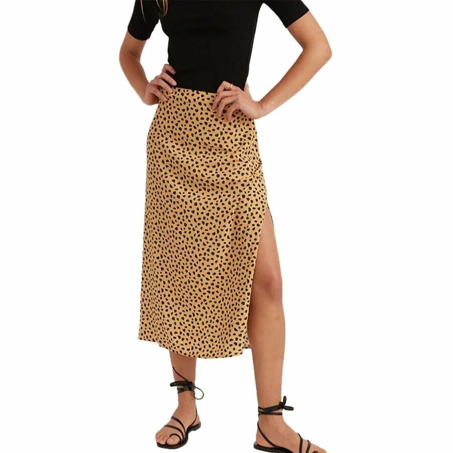 Clothing * | Ryan Midi Slip Skirt Women'S Reliable Quality Marine Layer Cheetah/Curry