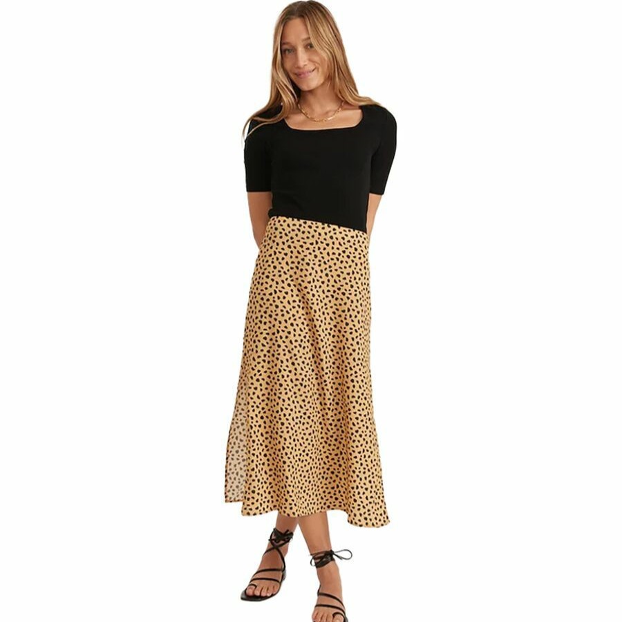 Clothing * | Ryan Midi Slip Skirt Women'S Reliable Quality Marine Layer Cheetah/Curry