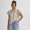 Clothing * | Basin And Range Cheap Online Stripe Cotton Shirt Past Season Women'S Taupe Stripe