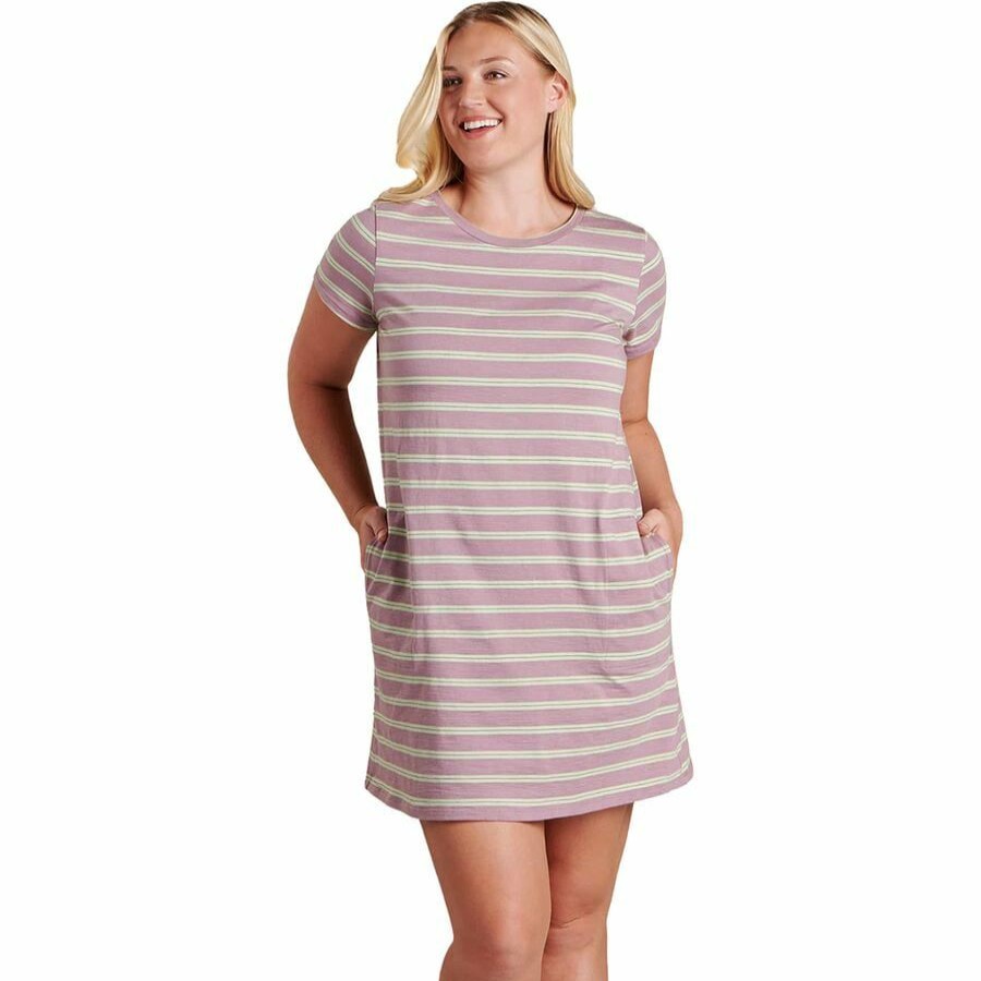 Clothing * | Windmere Ii Short-Sleeve Dress Women'S Best Choice Toad&Co Faded Lilac 90'S Stripe