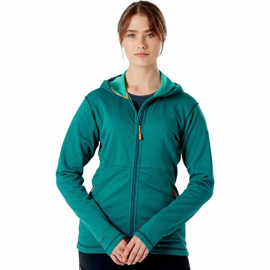 Clothing * | Rab Closeout Sale Geon Hooded Fleece Jacket Women'S Atlantis/Peacock