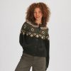 Clothing * | Basin And Range Less Expensive Diamond Fair Isle Crewneck Cardigan Women'S Olive/Multi