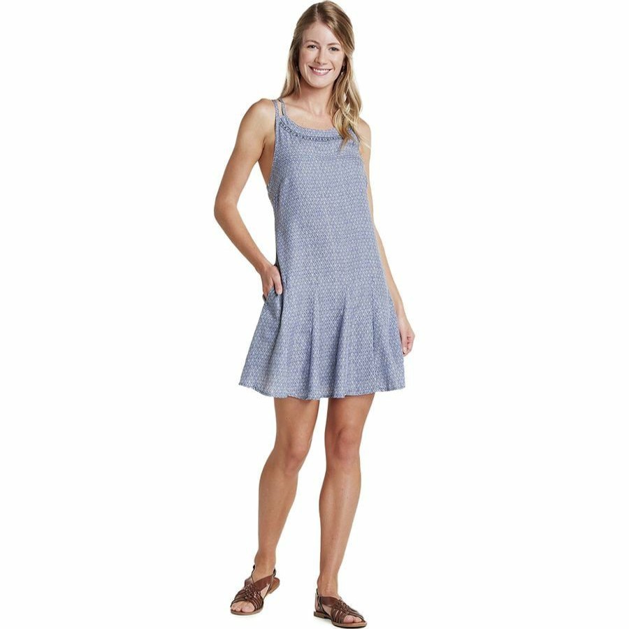 Clothing * | Windsong Strappy Dress Women'S Hot Sell Toad&Co Blueberry Diamond Print