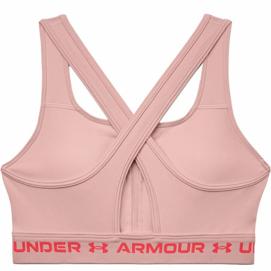 Clothing * | Crossback Mid Heather Bra Women'S 100% Guarantee Under Armour Charcoal Light Heather/Pitch Gray/Black