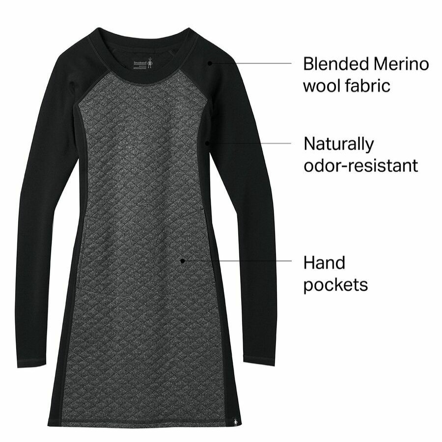 Clothing * | Smartwool Lower Prices Diamond Peak Quilted Dress Women'S Black Heather