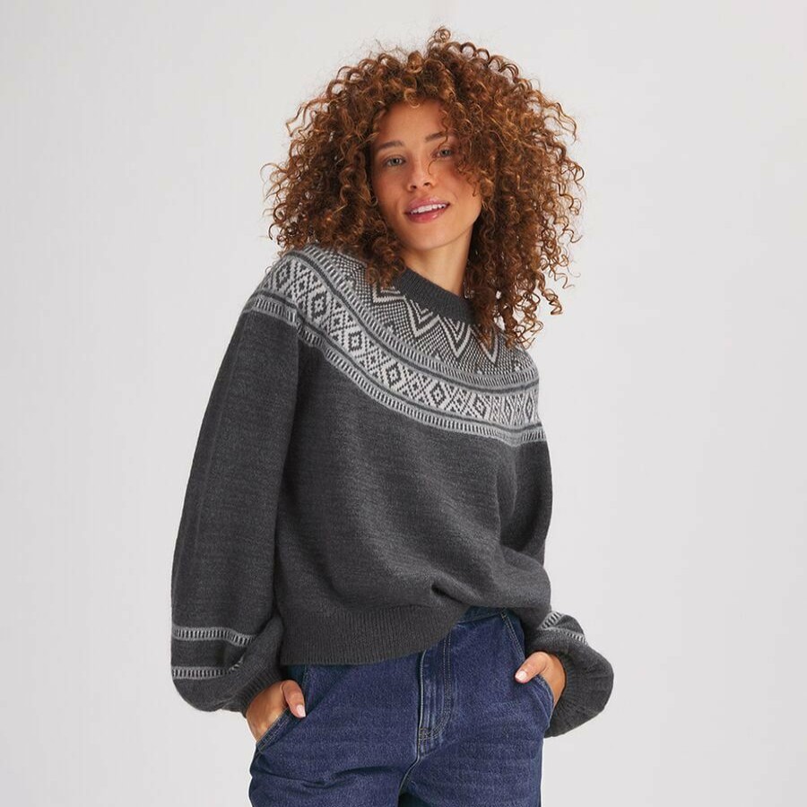 Clothing * | Basin And Range Hot Sale Geo Fair Isle Crewneck Sweater Women'S Storm Grey