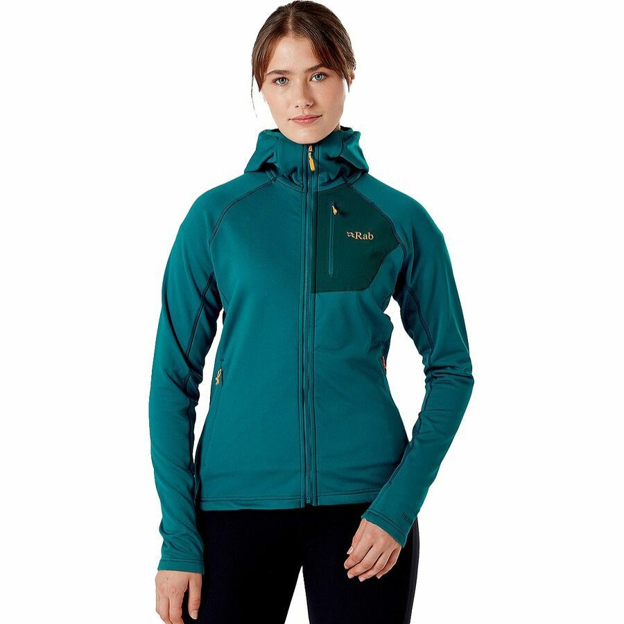 Clothing * | Rab Best Sale Superflux Full-Zip Hooded Jacket Women'S Atlantis/Pine