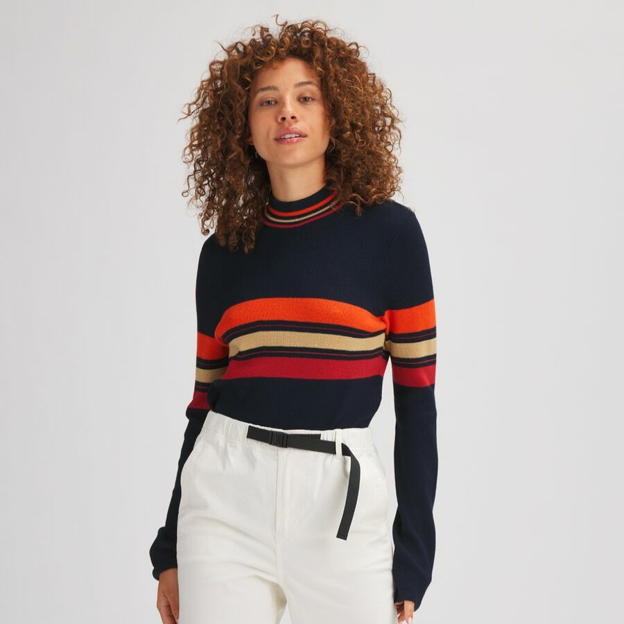 Clothing * | Backcountry Free Delivery Mockneck Stripe Sweater Women'S Bright Combo