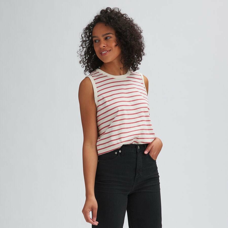 Clothing * | Basin And Range Top Sell Stripe Tank Top Past Season Women'S Cream/Misty Rose