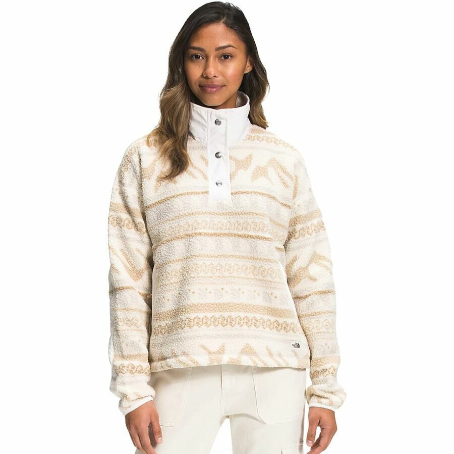 Clothing * | Printed Cragmont Fleece 1/4 Snap Pullover Women'S Reliable Quality The North Face Gardenia White Tnf Mountain Fairisle Print