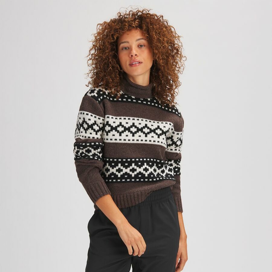 Clothing * | Backcountry Exclusive Design Merino Wool + Organic Cotton Intarsia Sweater Women'S Coffee Multi