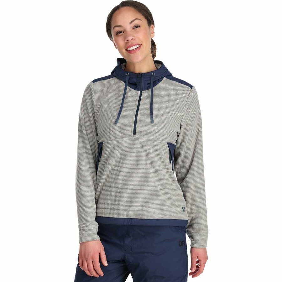 Clothing * | Outdoor Research Exclusive Design Trail Mix Pullover Hoodie Women'S Ash/Naval Blue