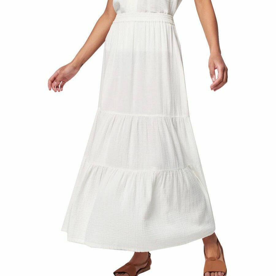 Clothing * | Dream Cotton Gauze Valentina Tiered Skirt Women'S Featured Faherty White