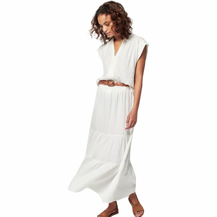 Clothing * | Dream Cotton Gauze Valentina Tiered Skirt Women'S Featured Faherty White