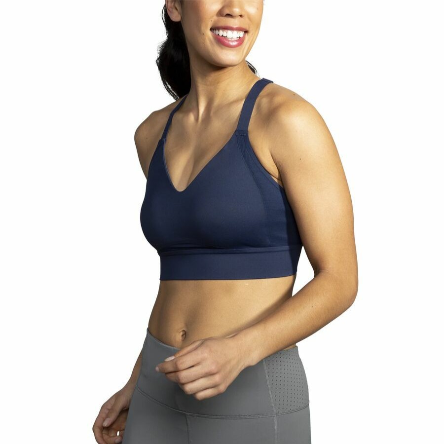 Clothing * | Drive Interlace Run Bra Women'S Sale Brooks Navy