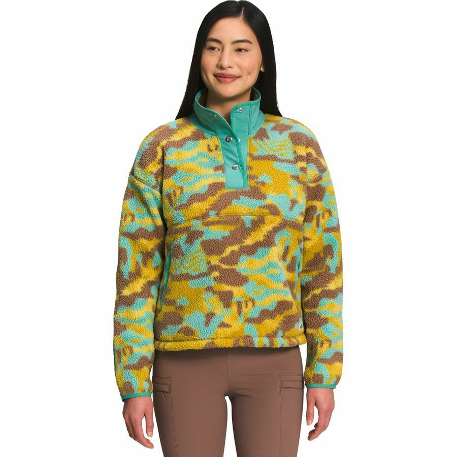 Clothing * | The North Face Best Sale Printed Cragmont 1/4-Snap Fleece Women'S Wasabi Dazzle Camo Print