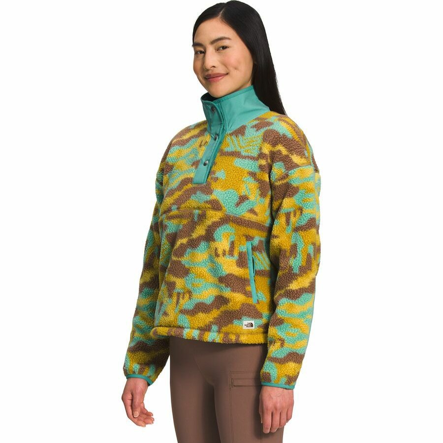 Clothing * | The North Face Best Sale Printed Cragmont 1/4-Snap Fleece Women'S Wasabi Dazzle Camo Print