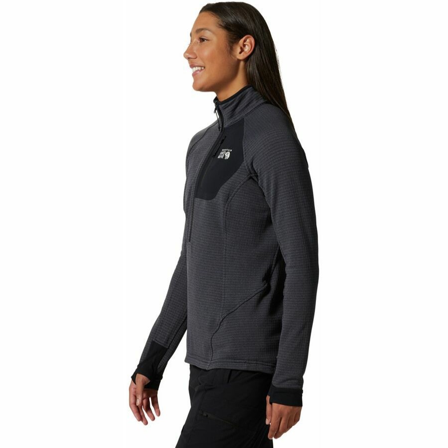 Clothing * | Mountain Hardwear Closeout Sale Polartec Power Grid Half-Zip Jacket Women'S Blue Slate Heather