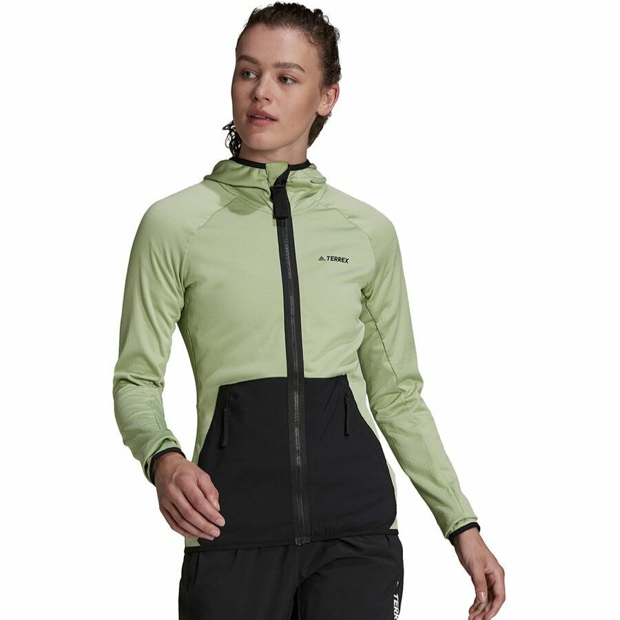 Clothing * | Terrex Tech Fleece Light Hooded Jacket Women'S Top Sellers Adidas Outdoor Magic Lime/Black