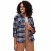 Clothing * | Stoic Attractive Super Soft Pocket Flannel Shirt Past Season Women'S Navy Plaid