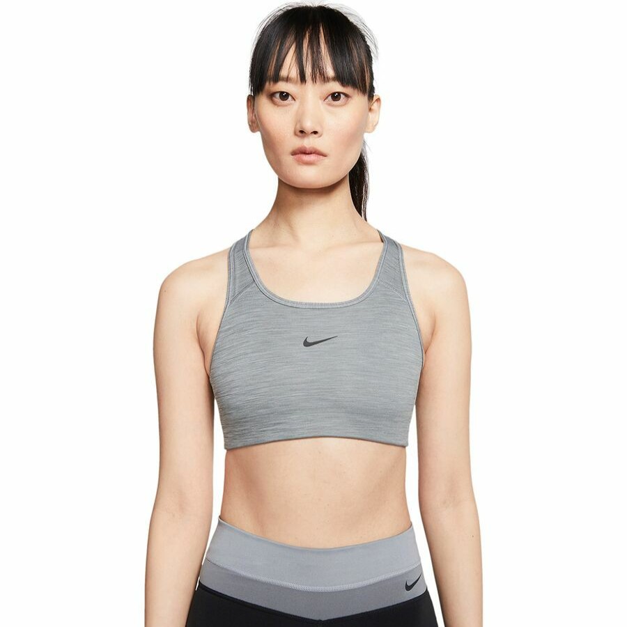 Clothing * | Swoosh Padded Sports Bra Women'S Online Store Nike Smoke Grey/Pure/Black