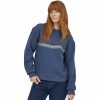 Clothing * | Patagonia Discount Sale Ridge Rise Stripe Uprisal Crew Sweatshirt Women'S Current Blue